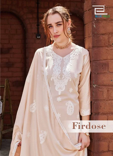 Firdose By Blue Hills 14 Kg Rayon With Thread Work Kurti With Bottom Dupatta